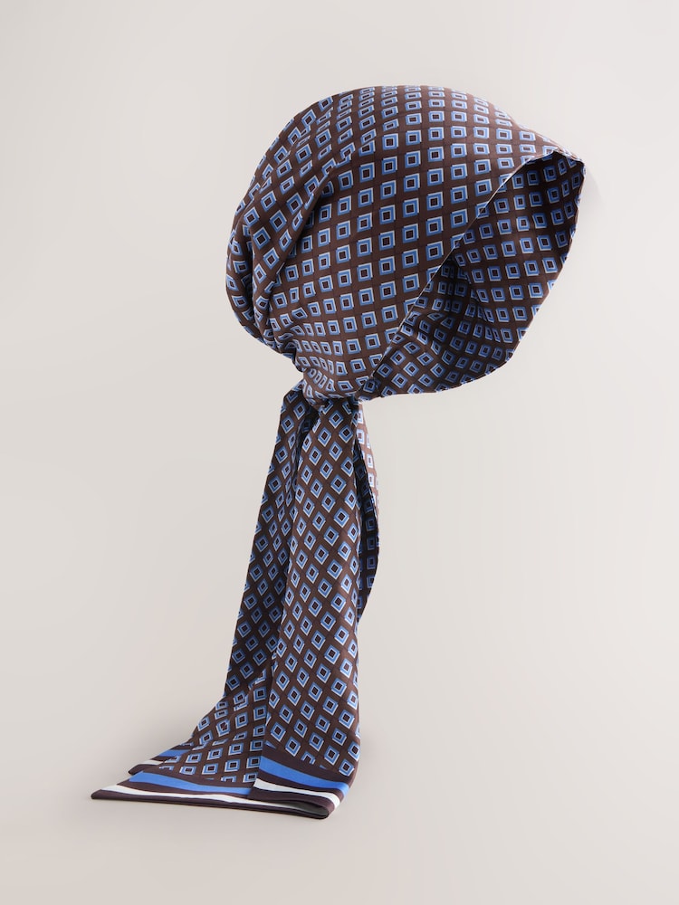 Brown Geo Print Pre Tied Headscarf - Image 1 of 4