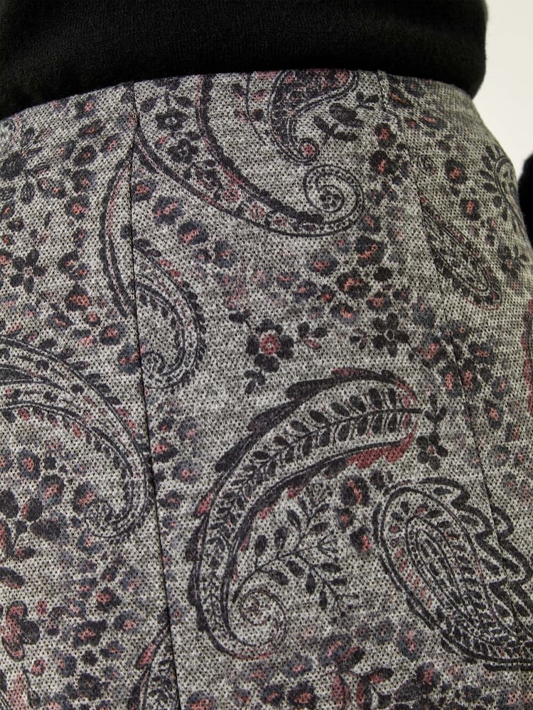 Roman Grey Paisley Print Stretch Midi Skirt - Image 5 of 5 Roman Grey Paisley Print Stretch Midi Skirt - Image 5 of 5