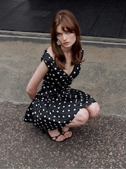 Self-Portrait Black Polka Dot Cotton Mini Dress - Image 7 of 7