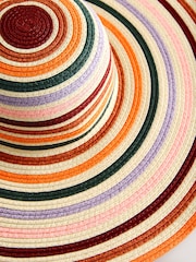 Rayures multicolores - Chapeau floppy oversize en raphia - Image 6 sur 6