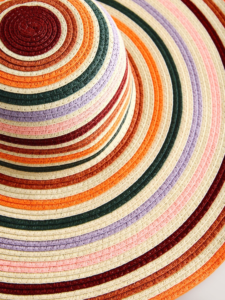 Rayures multicolores - Chapeau floppy oversize en raphia - Image 6 sur 6