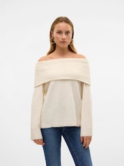 VERO MODA Cream Off Shoulder Long Sleeve Jumper - Image 3 of 5