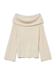 VERO MODA Cream Off Shoulder Long Sleeve Jumper - Image 6 of 6