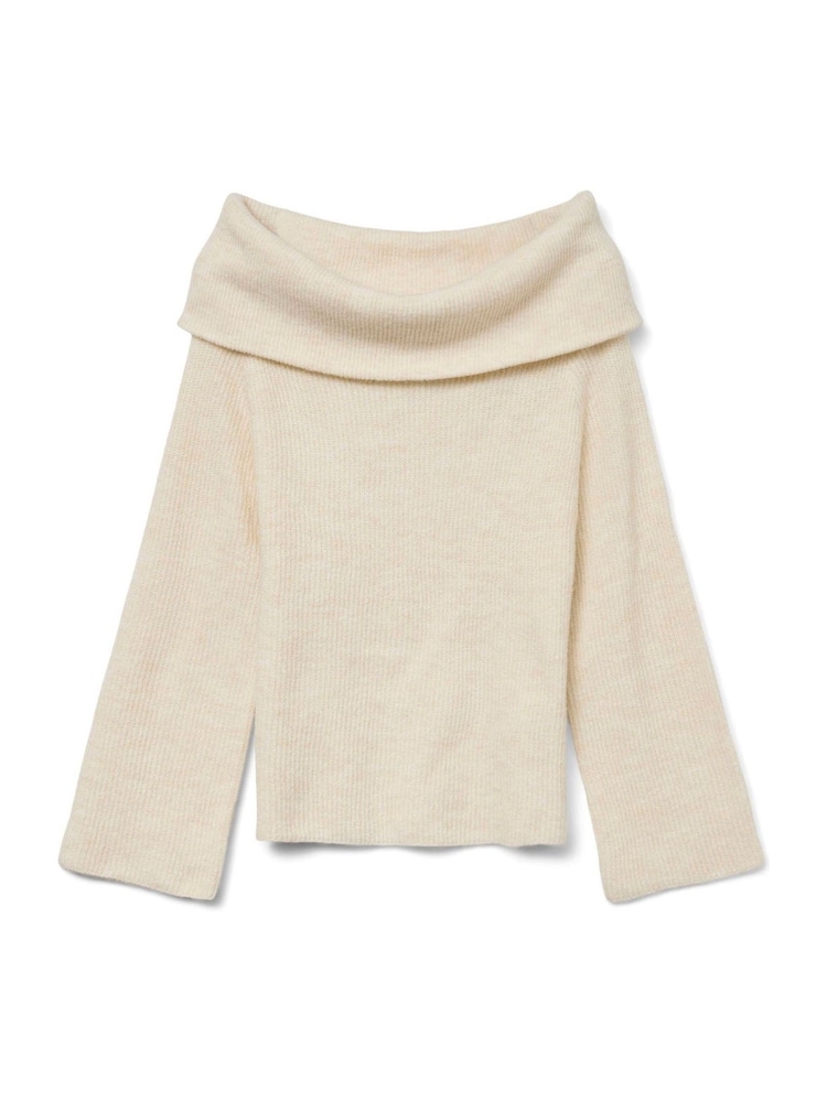 VERO MODA Cream Off Shoulder Long Sleeve Jumper - Image 6 of 6