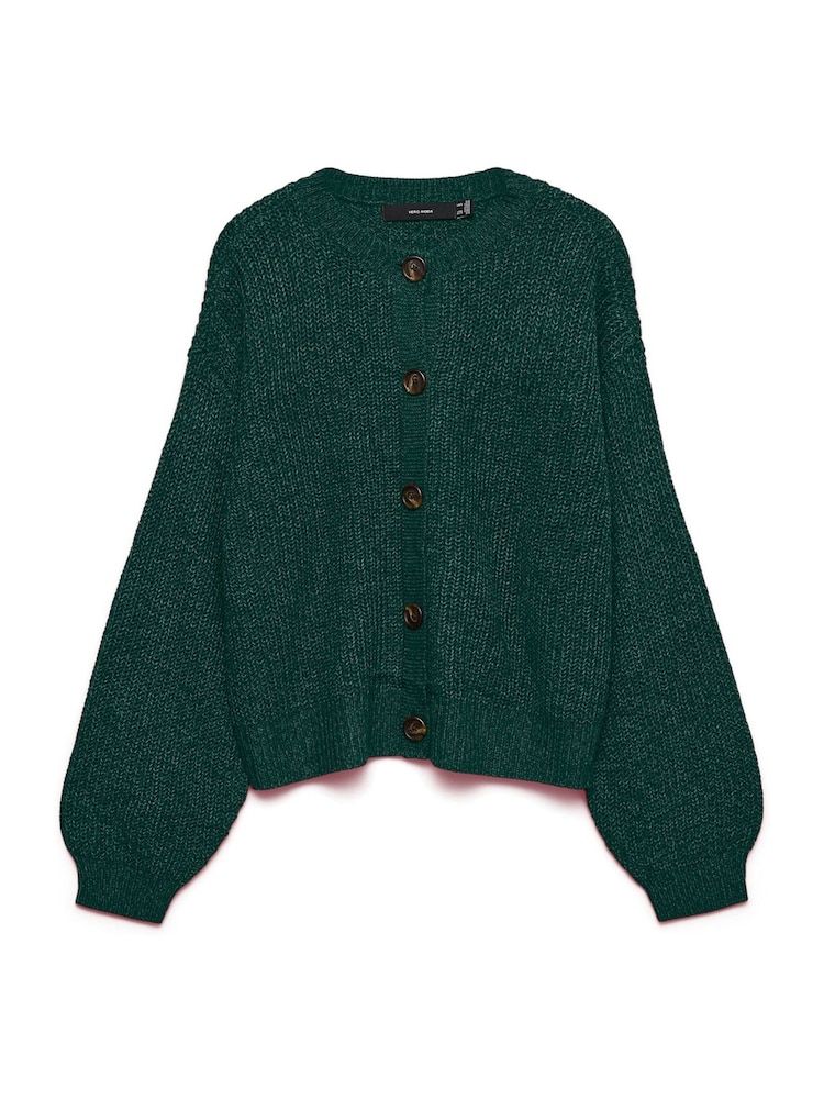 VERO MODA Green Button Down Round Neck Cardigan - Image 1 of 1