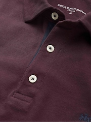 The Savile Row Company Red Classic Fit Cotton Pique Long Sleeve Polo Shirt - Image 5 of 5