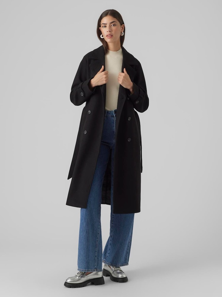VERO MODA Black Belted Trenchcoat - Image 2 of 4