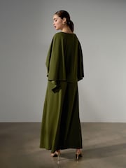 Verde - Occasion Cape Jersey Jumpsuit - Imaginea 4 din 9