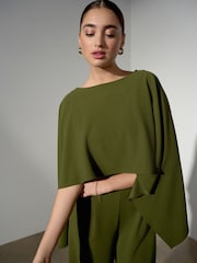 Verde - Occasion Cape Jersey Jumpsuit - Imaginea 6 din 9