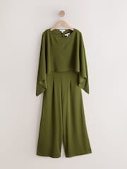 Verde - Occasion Cape Jersey Jumpsuit - Imaginea 7 din 9