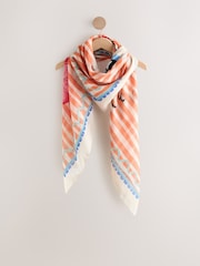 Orange Crazy Face Lightweight Square Scarf - Image 1 of 3