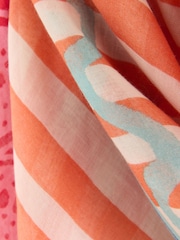 Orange Crazy Face Lightweight Square Scarf - Image 2 of 3