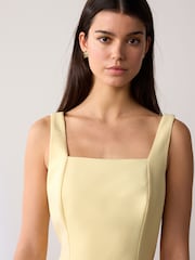 Yellow Cinched Waist Mini Occasion Dress - Image 4 of 7