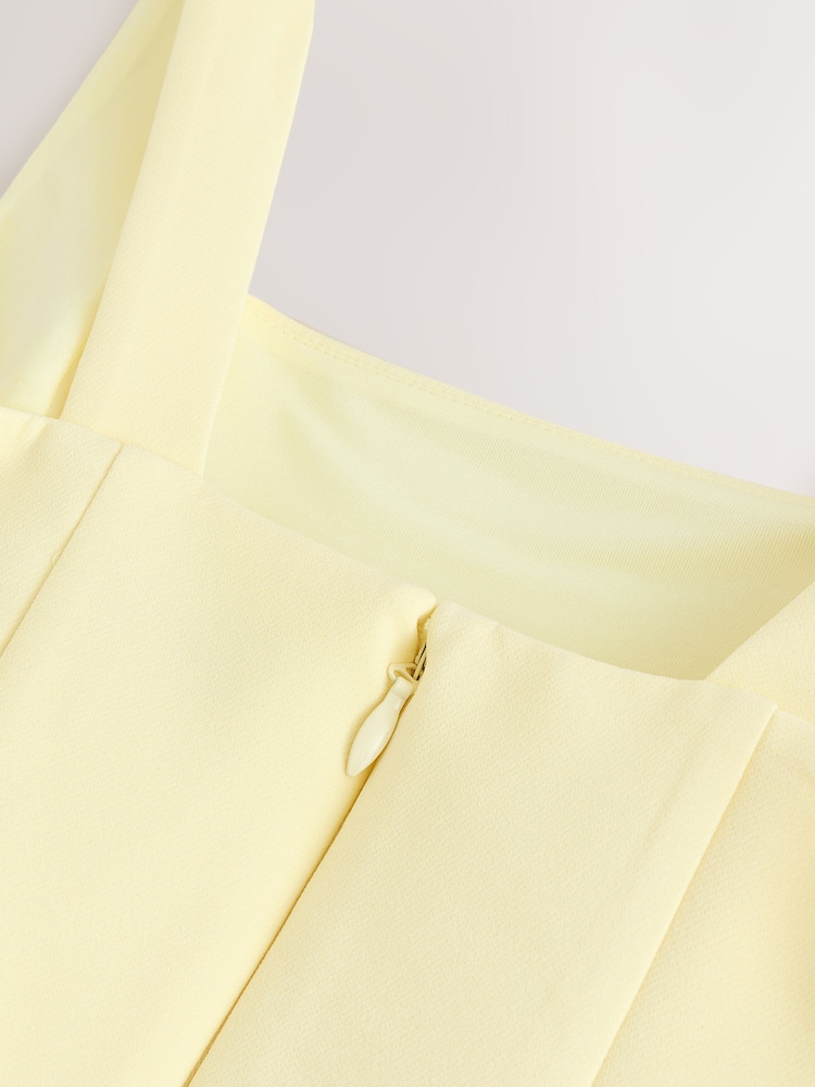 Yellow Cinched Waist Mini Occasion Dress - Image 7 of 7