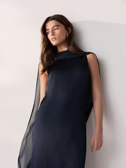 Marineblau/blau - Tabitha Simmons Satin-Kleid für besondere Anlässe mit Schal-Detail - Bild 6 von 6