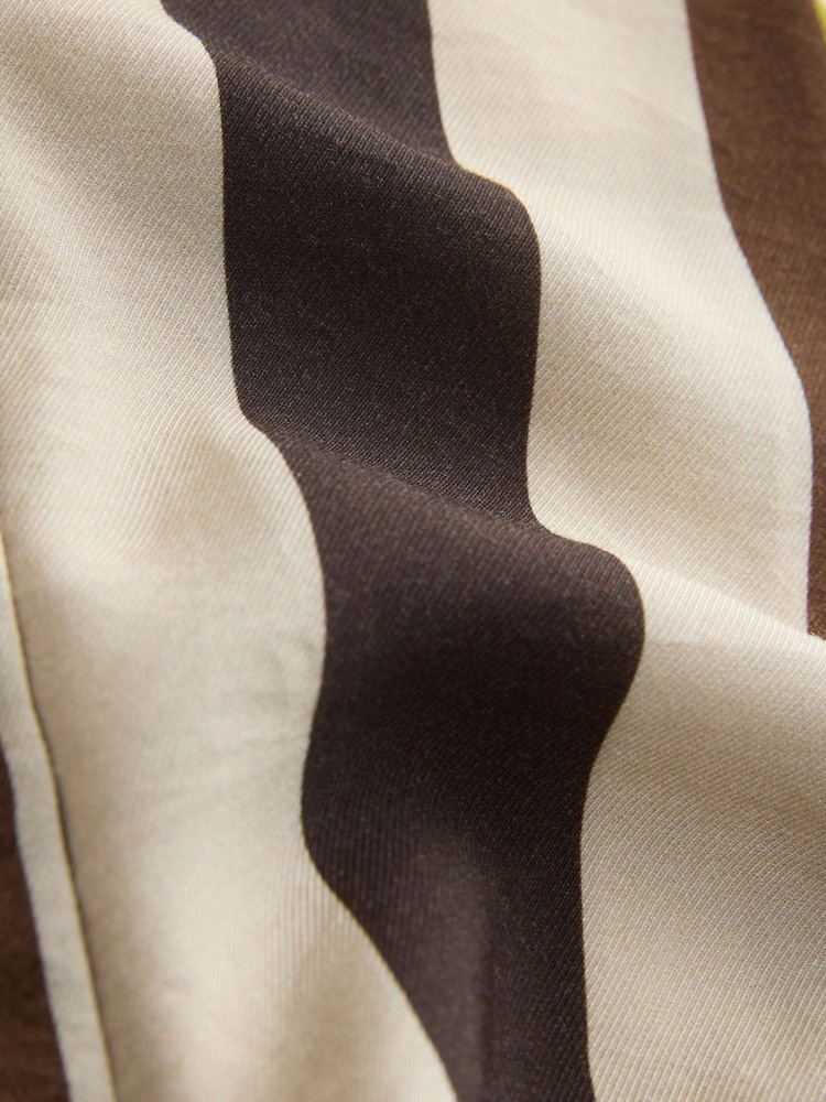 Neutral and Green Stripe Short Sleeve Midi Cinched Hip Shirt Dress - Image 7 of 7 Neutral and Green Stripe Short Sleeve Midi Cinched Hip Shirt Dress - Image 7 of 7