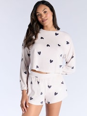 Boux Avenue Heart Velour Crew & Short Pyjamas Set - Image 5 of 5