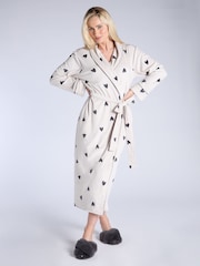 Boux Avenue Cream Heart Velour Long Robe - Image 1 of 5
