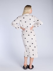 Boux Avenue Cream Heart Velour Long Robe - Image 3 of 5