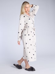 Boux Avenue Cream Heart Velour Long Robe - Image 4 of 5