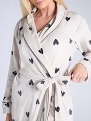 Boux Avenue Cream Heart Velour Long Robe - Image 5 of 5
