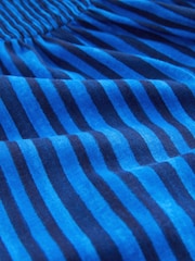 Blue Stripe Cap Sleeve Shirred Body Jersey Mini Dress - Image 6 of 7