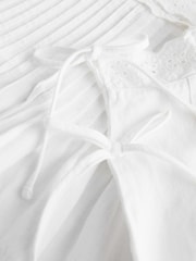 White Sleeveless Lace Trim Playsuit with Linen - Image 2 of 3