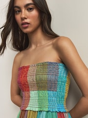 mehrfarbig kariert - Bandeau Shirred Body Midi Dress - Bild 4 von 7