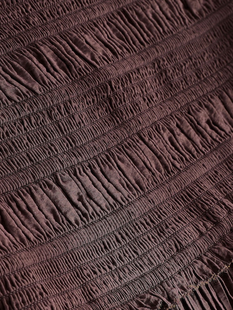 Chocolate Brown Bandeau Shirred Body Midi Dress - Image 2 of 3