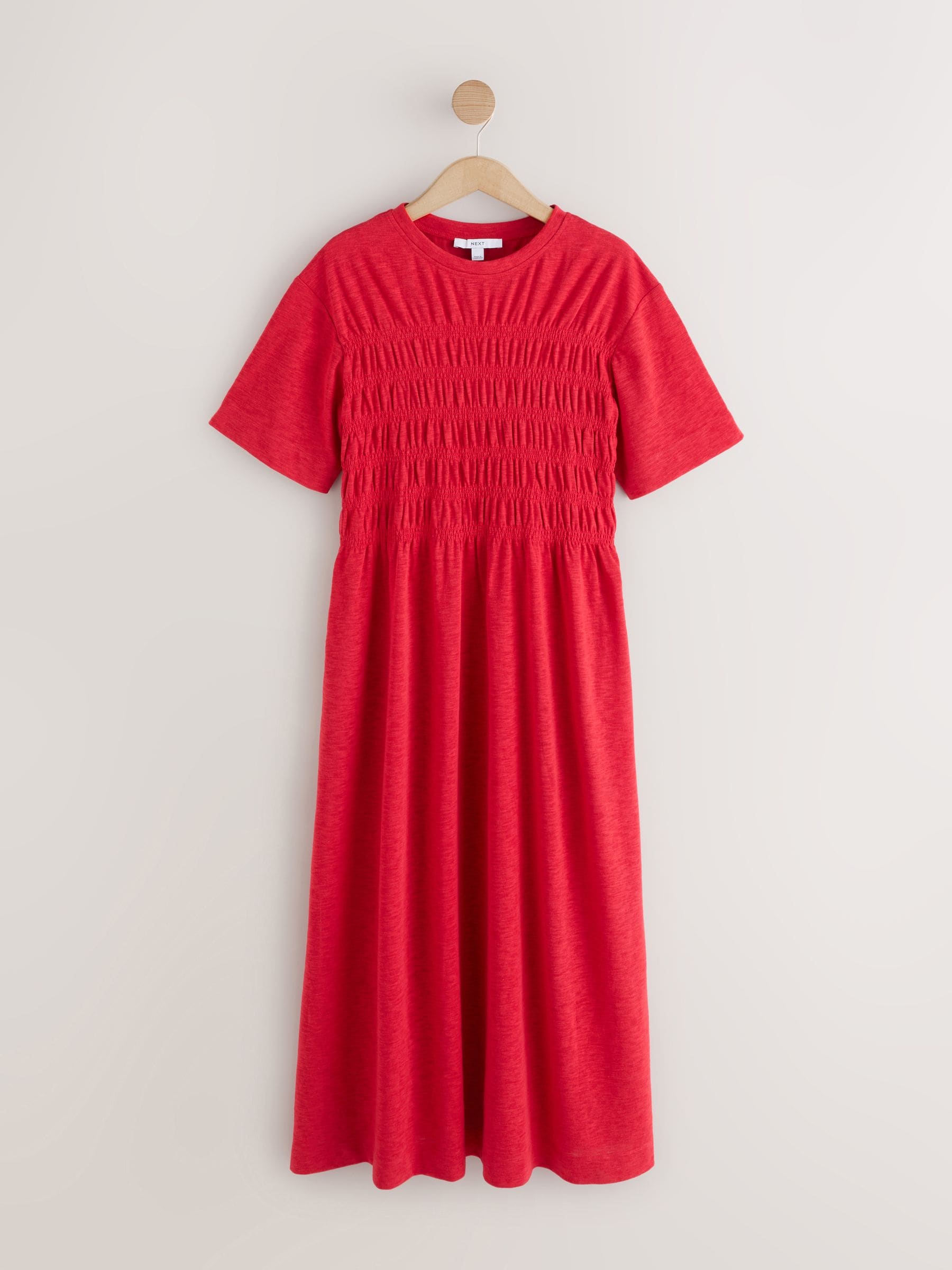 next red shirt dress Buy Red Short Sleeve Shirred Body T-Shirt Midi Dress from Next USA