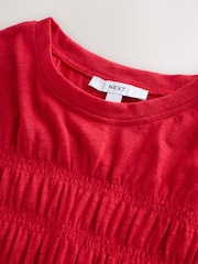 Rot - Kurzarm Midikleid mit gerafftem T-Shirt-Oberteil - Bild 6 von 9