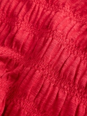 Rot - Kurzarm Midikleid mit gerafftem T-Shirt-Oberteil - Bild 7 von 9