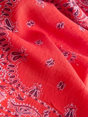 Red Bandana Print V-Neck Short Sleeve Maxi Kaftan Dress - Image 2 of 3