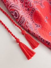 Red Bandana Print V-Neck Short Sleeve Maxi Kaftan Dress - Image 7 of 7