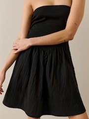 Black Bandeau Jersey Woven Mix Mini Summer Dress - Image 2 of 6