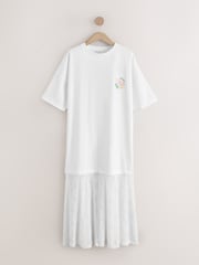 White La Dolce Vita Graphic 2 in1 Midi Lace T-Shirt Dress - Image 6 of 9