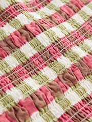 Pink Green Gingham Check Bandeau Shirred Body Barrel Leg Jumpsuit - Image 5 of 6