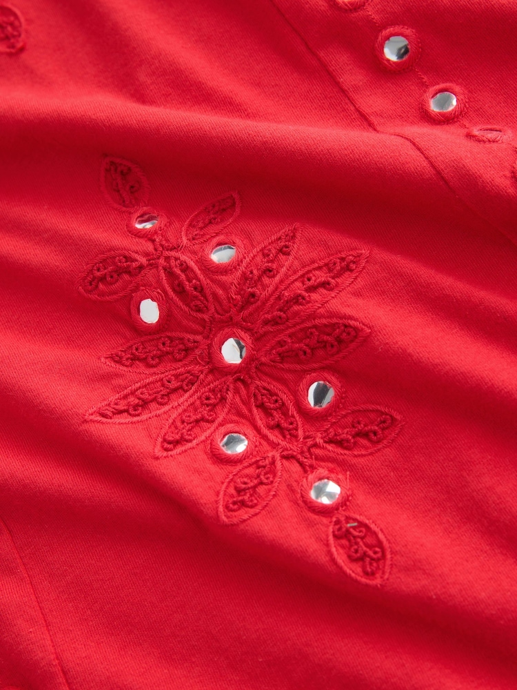 Red Square Neck Sleeveless Mirror Detail Mini Dress - Image 3 of 3