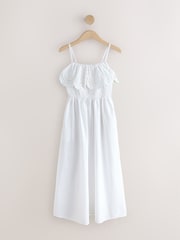White Sleeveless Foldover Maxi Dress with Cutwork - Image 5 of 7