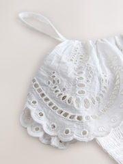 White Sleeveless Foldover Maxi Dress with Cutwork - Image 6 of 7