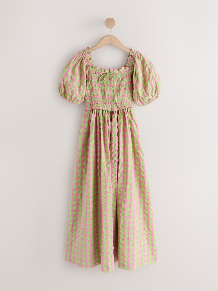 open lace back dress Pink Gingham Birthday Gifts Ruffle Dress