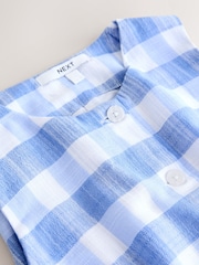 Chambray bleu à carreaux vichy - Robe mini sans manches boutonnée avec gilet - Image 6 de 6