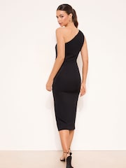 Lipsy Monochrome 3D Flower One Shoulder Midaxi Dress - Image 3 of 4