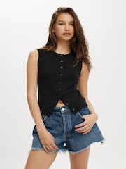 Cotton On Black Charlie Button Front Waistcoat Vest - Image 1 of 4