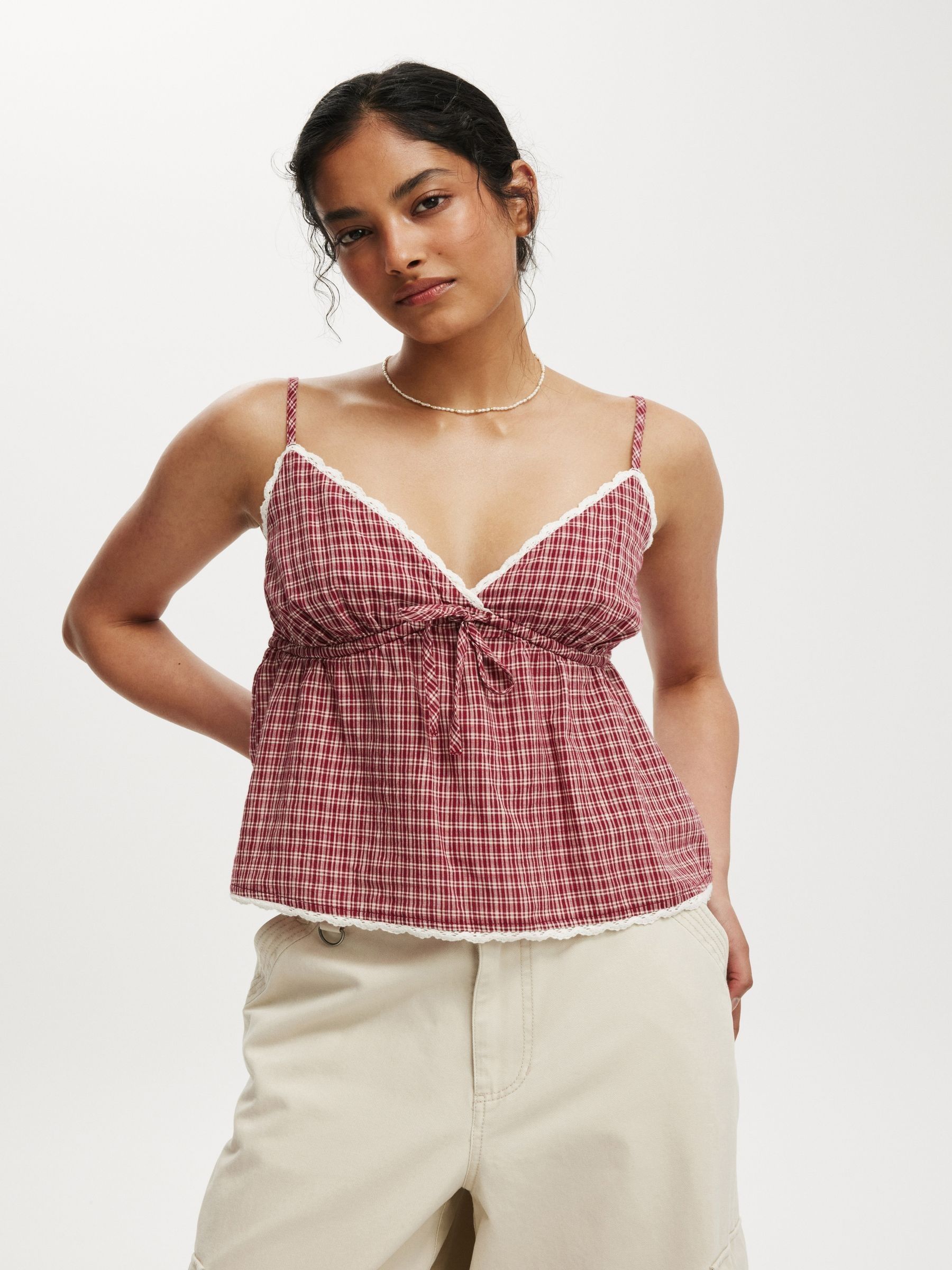 Buy Cotton On Red Cotton Lace Camisole from Next Switzerland