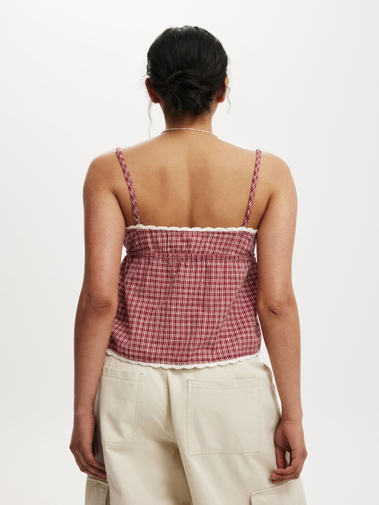 Cotton On Red Cotton Lace Camisole - Image 2 of 4