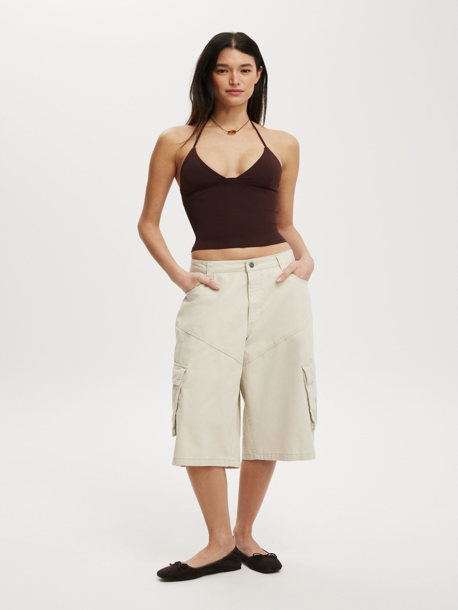 Buy cotton on brown hold me halter top from the next uk online shop