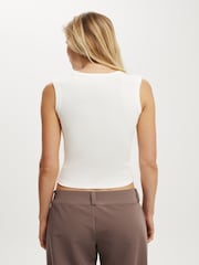 Cotton On White Charlie Button Front Waistcoat Vest - Image 2 of 4