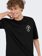Only & Sons Black Backprint Graphic T-Shirt - Image 2 of 6
