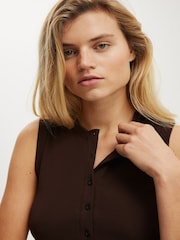 Cotton On Brown Charlie Button Front Waistcoat Vest - Image 3 of 4